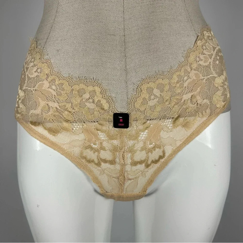La Senza Tan Floral Lace Cheeky Panty - Size M NWT